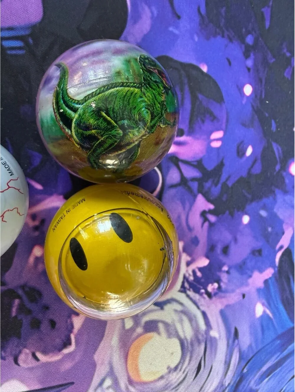 Vintage Jet Ball Lot of 3 Eyeball Smiley Dinosaur Novelty Balls Taiwan